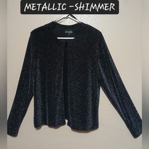 Women's black L/S metallic-shimmer  Cardigan
